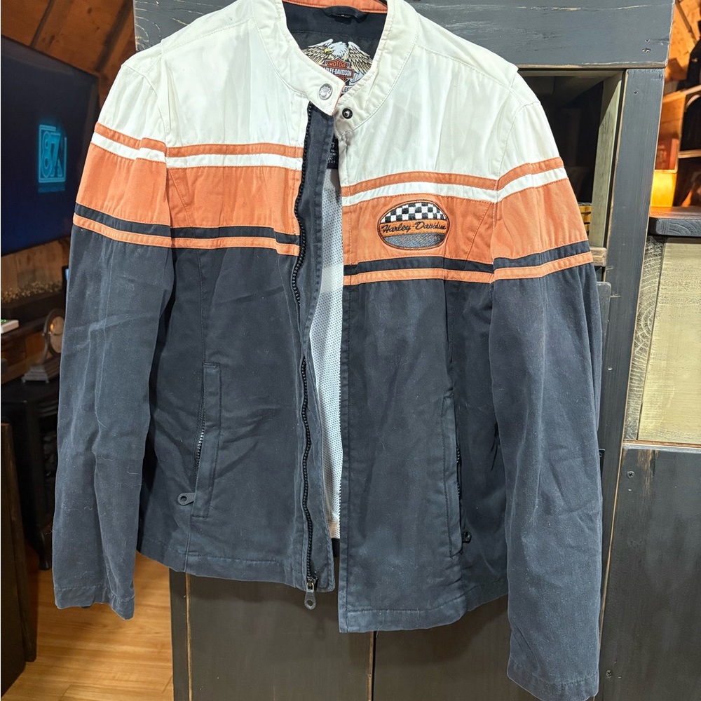 Harley-Davidson Cream and Orange Bomber Jacket